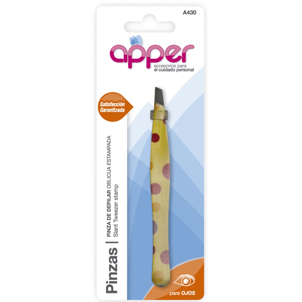 Pinza de depilar oblicua estampada APPER A430