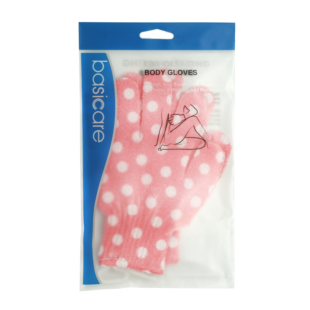 Guantes exfoliantes de baño de nylon rosa (2) BA2269