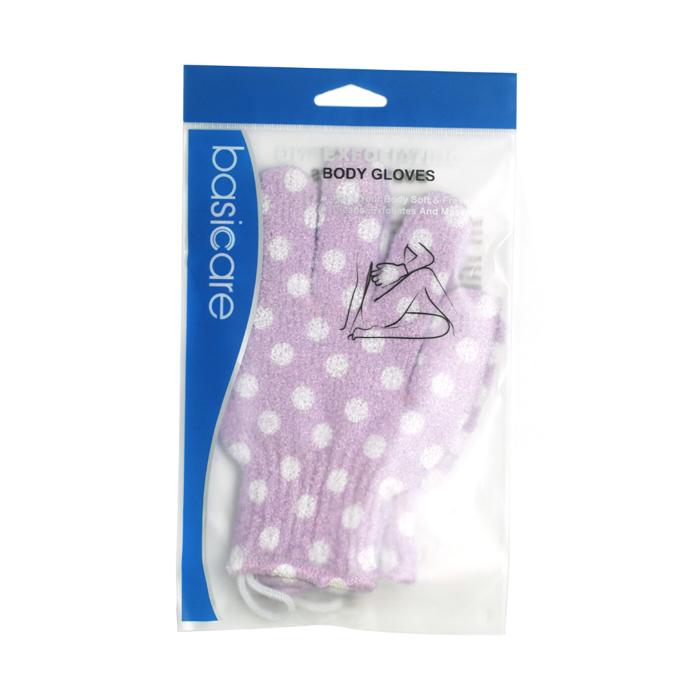 Guantes exfoliantes de baño de nylon violeta (2) BA2270