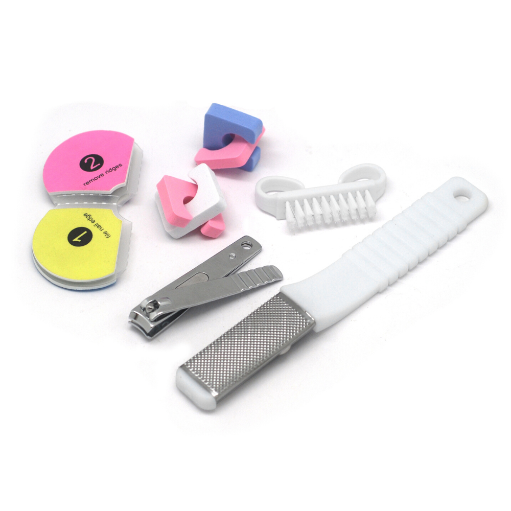 Kit de Cuidado de Pies (escofina + alicate + cepillo de uñas + separador de dedos + buffer de uñas) BA4573