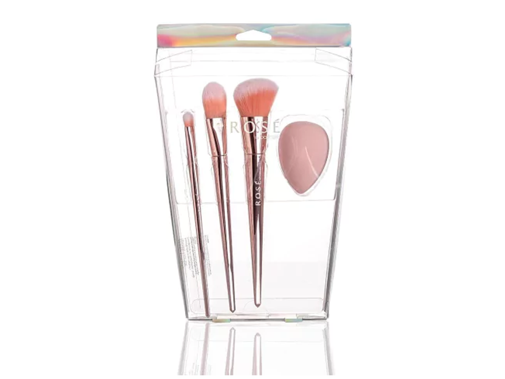 ROSÉ Set de Brochas: Rubor en ángulo | Base | Sombra de ojos | Esponja BA7122