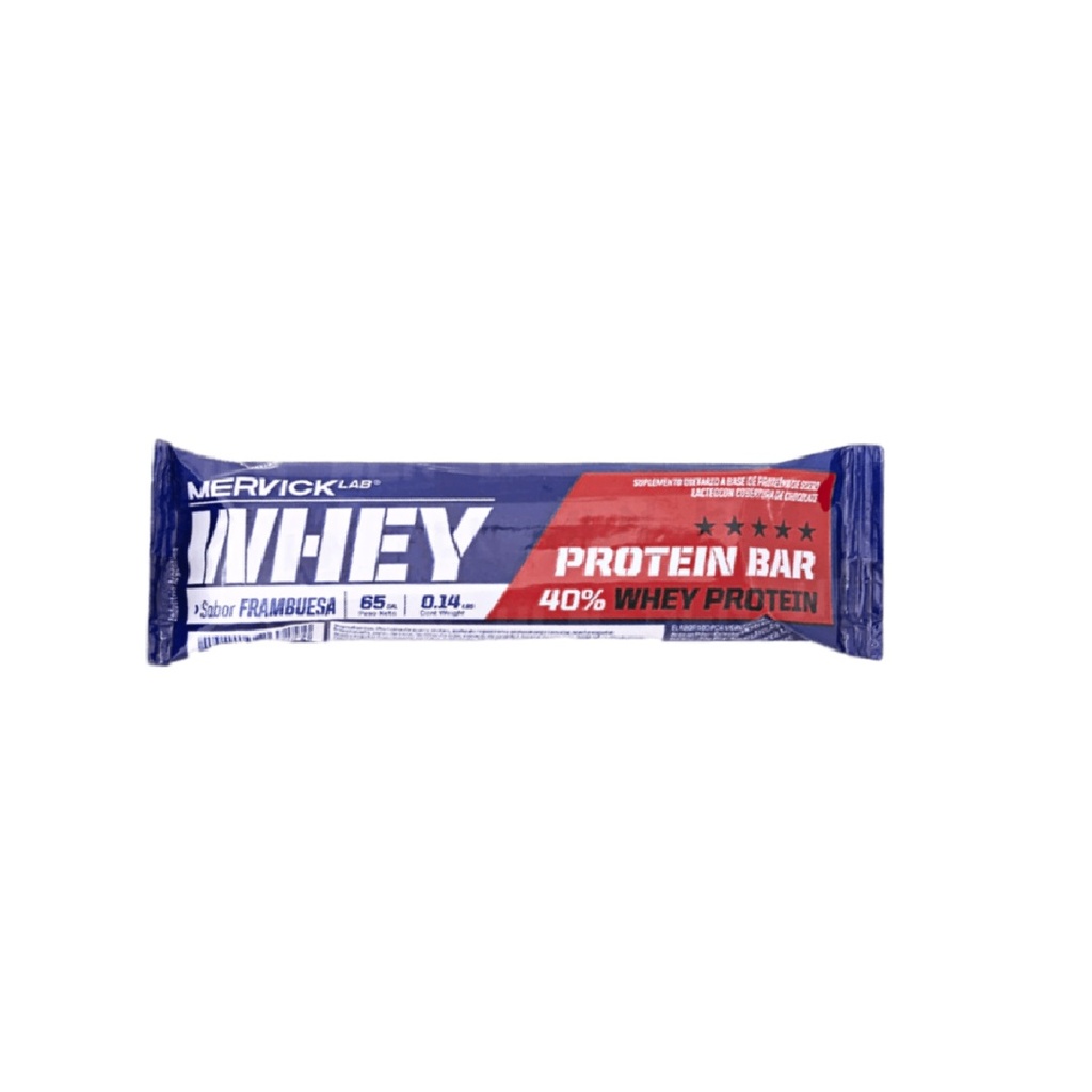 WHEY PROTEIN BAR SABOR FRAMBUESA  65 GRS 40% WHEY PROTEIN x12u MER123