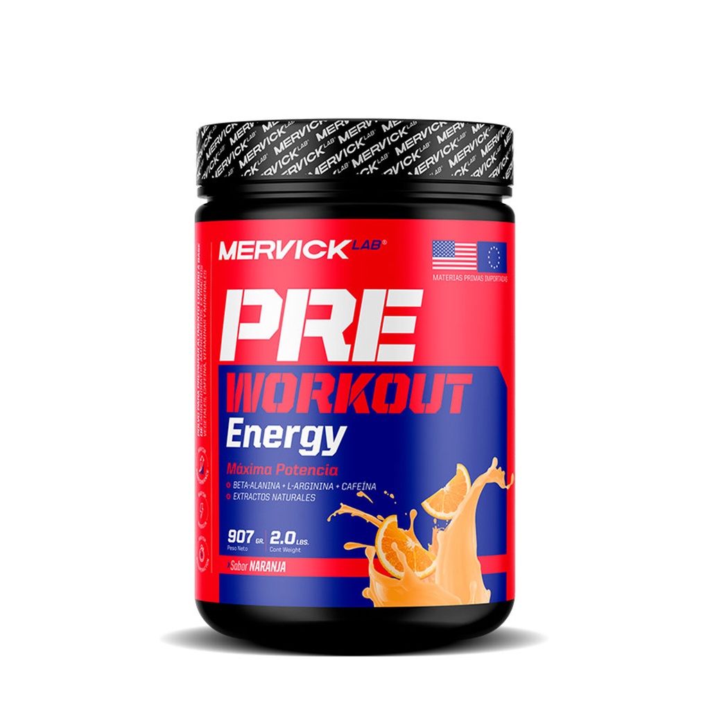 PRE WORK OUT  + ENERGIA c/B-ALANINA + ARGININA + ORNITINA Y CREATINA c/ENERGIZANTES + VIT + MINERALES x1kg MER80