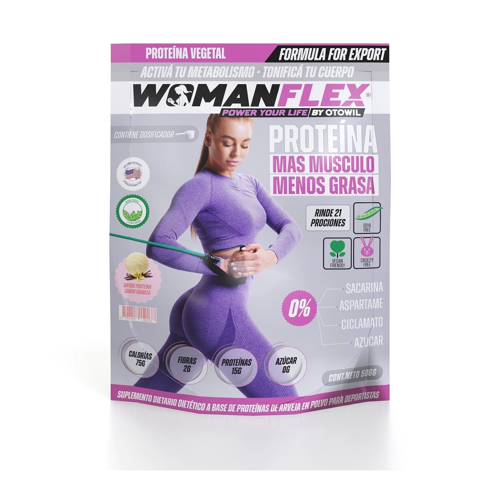 WOMANFLEX  Proteína en polvo - WHEY PROTEINA VEGANA VAINILLA - DOYPACK 500gr OC262