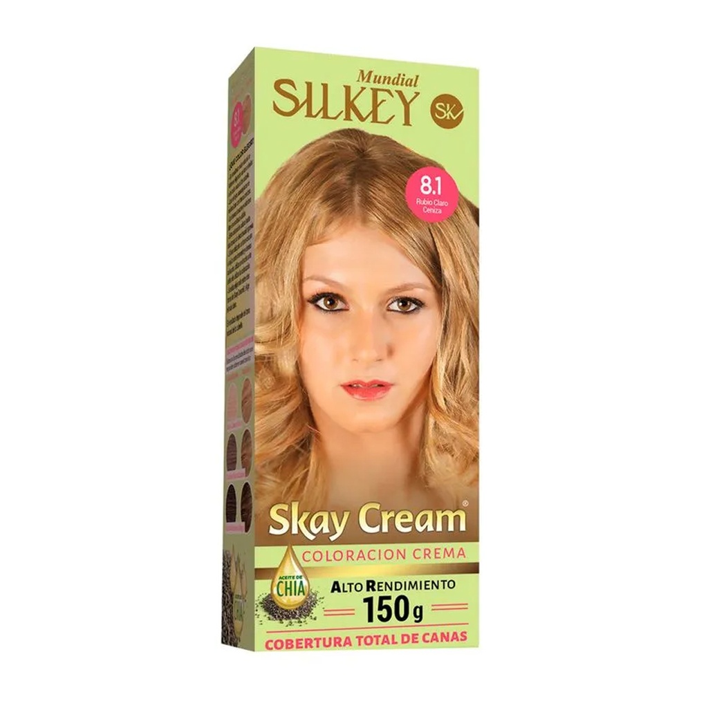 RUBIO CLARO CENIZA SKAY CREAM ALTO RENDIMIENTO KIT SK55.8.1