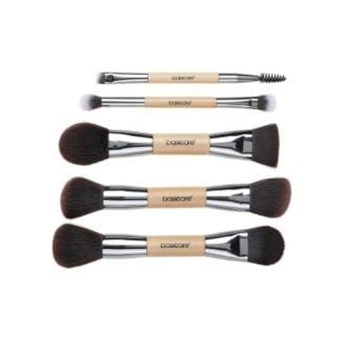 [BA8016] *NUEVO* Kit 5 brochas de maquillaje dobles con estuche BA8016